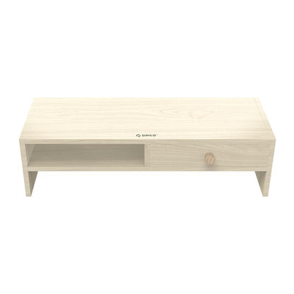 Wood Grain Monitor Stand with Drawer - 2 Layers