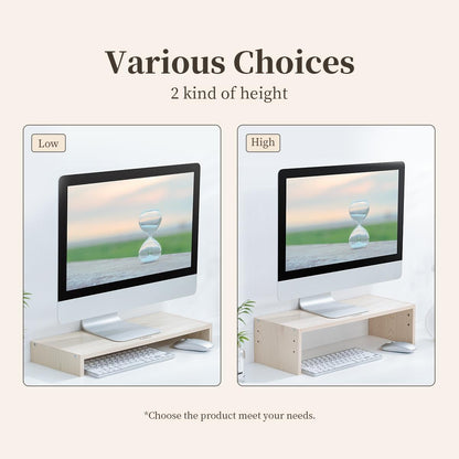 Wood Grain Monitor Stand with Drawer - 2 Layers