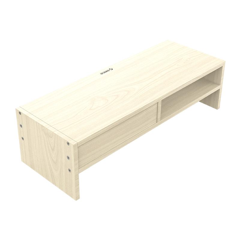 Wood Grain Monitor Stand with Drawer - 2 Layers