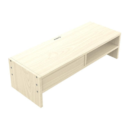 Wood Grain Monitor Stand with Drawer - 2 Layers