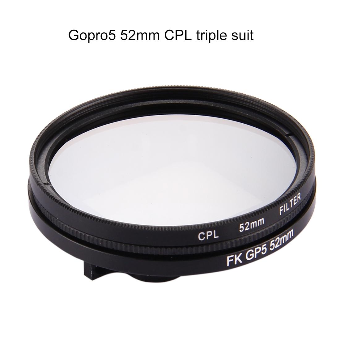 3-in-1 52mm Round Cpl Lens Filter for Gopro Hero7 with Cap