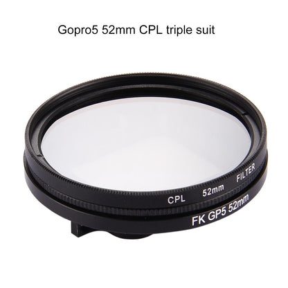 3-in-1 52mm Round Cpl Lens Filter for Gopro Hero7 with Cap
