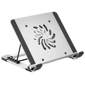 Portable Foldable Laptop Stand with Adjustable Fan - Aluminum