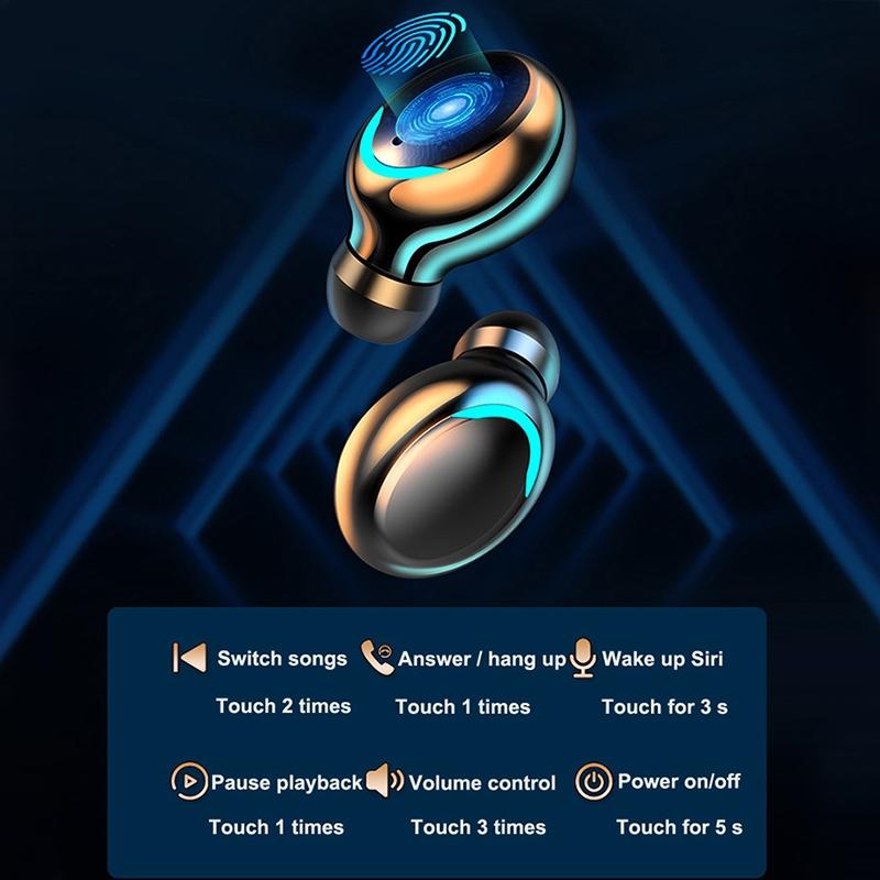 Bluetooth Earphone with Noise Reduction & Led Display - Black - Ip6D1057 Led Light Black