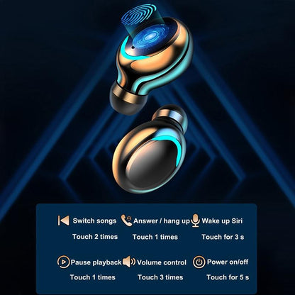 Bluetooth Earphone with Noise Reduction & Led Display - Black - Ip6D1057 Led Light Black