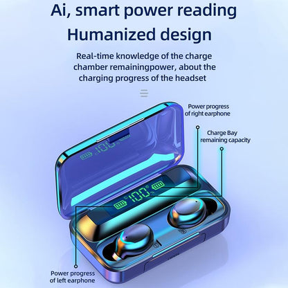 Bluetooth Earphone with Noise Reduction & Led Display - Black - Ip6D1057 Led Light Black