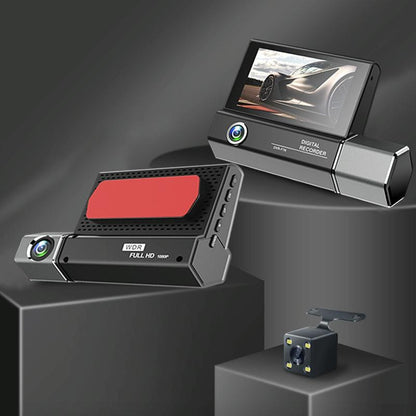1080p Hd Multi-language Driving Recorder with 3 Lenses