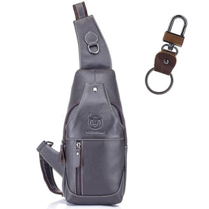 Retro Leather Crossbody Chest Bag Gray + Buckle - Factory Direct Shop