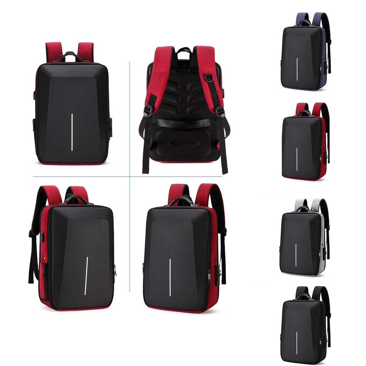 Hard Shell Backpack Alloy Frame Anti-theft Computer Bag for Men Red