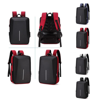 Hard Shell Backpack Alloy Frame Anti-theft Computer Bag for Men Red