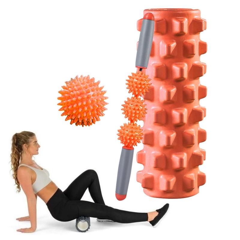 3 - In - 1 Eva Foam Roller Set 45Cm Length Orange Wolf Tooth - Factory Direct Shop