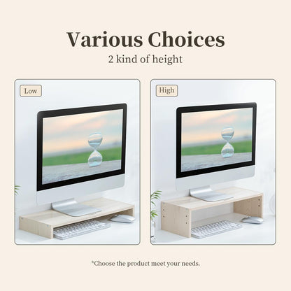 Natural Wood Monitor Stand - Holds Computer Screen
