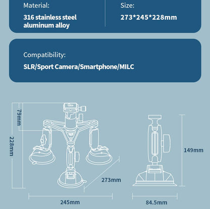 Car Mount for Action Camera with Suction Cup