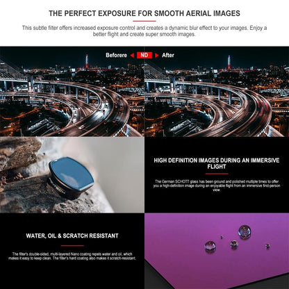 3-piece Drone Lens Filter Set for Dji Fpv - Nd4 Nd8 Nd16