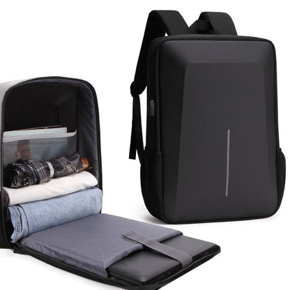 Hard Shell Backpack Alloy Frame Anti-theft Computer Bag for Men Black