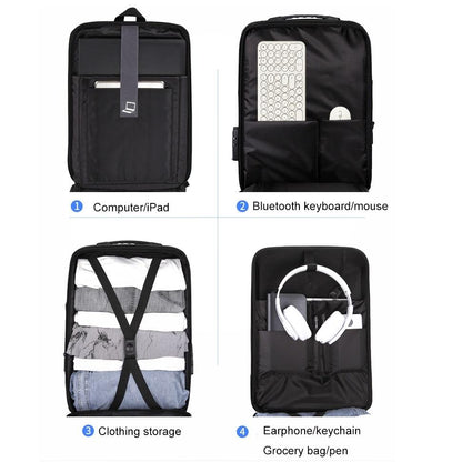 Hard Shell Backpack Alloy Frame Anti-theft Computer Bag for Men Black