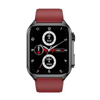1.96 Inch Ip67 Waterproof Silicone Band Smart Watch Supports Ecg / Remote Families Care / Bluetooth Call / Body Temperature Monitoring - Red