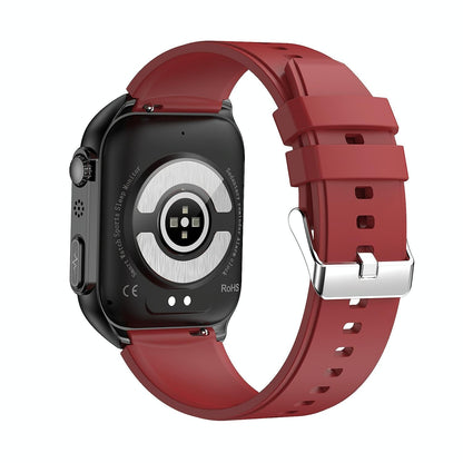1.96 Inch Ip67 Waterproof Silicone Band Smart Watch Supports Ecg / Remote Families Care / Bluetooth Call / Body Temperature Monitoring - Red