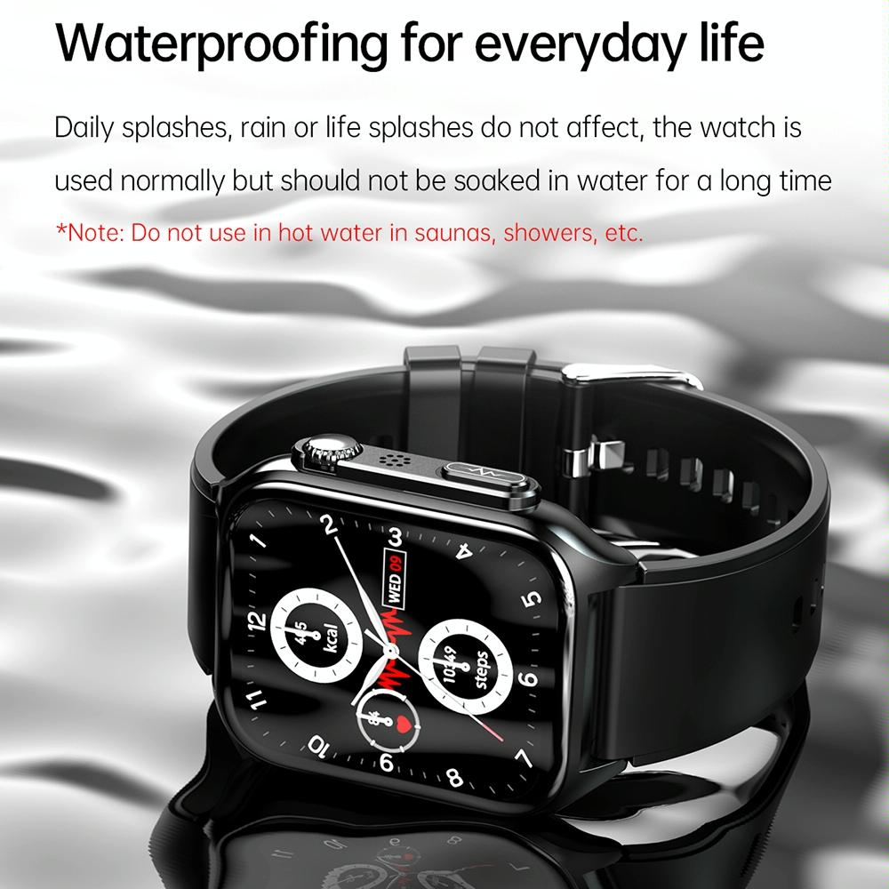 1.96 Inch Ip67 Waterproof Silicone Band Smart Watch Supports Ecg / Remote Families Care / Bluetooth Call / Body Temperature Monitoring - Red