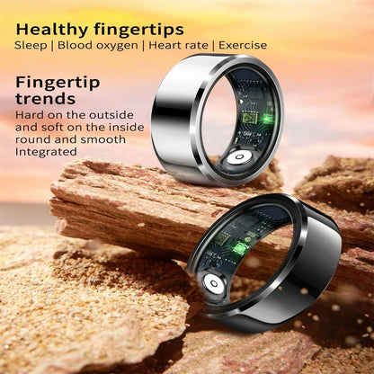 Smart Ring With Heart Rate Blood Oxygen And Sleep Monitoring - Size 11 - Black
