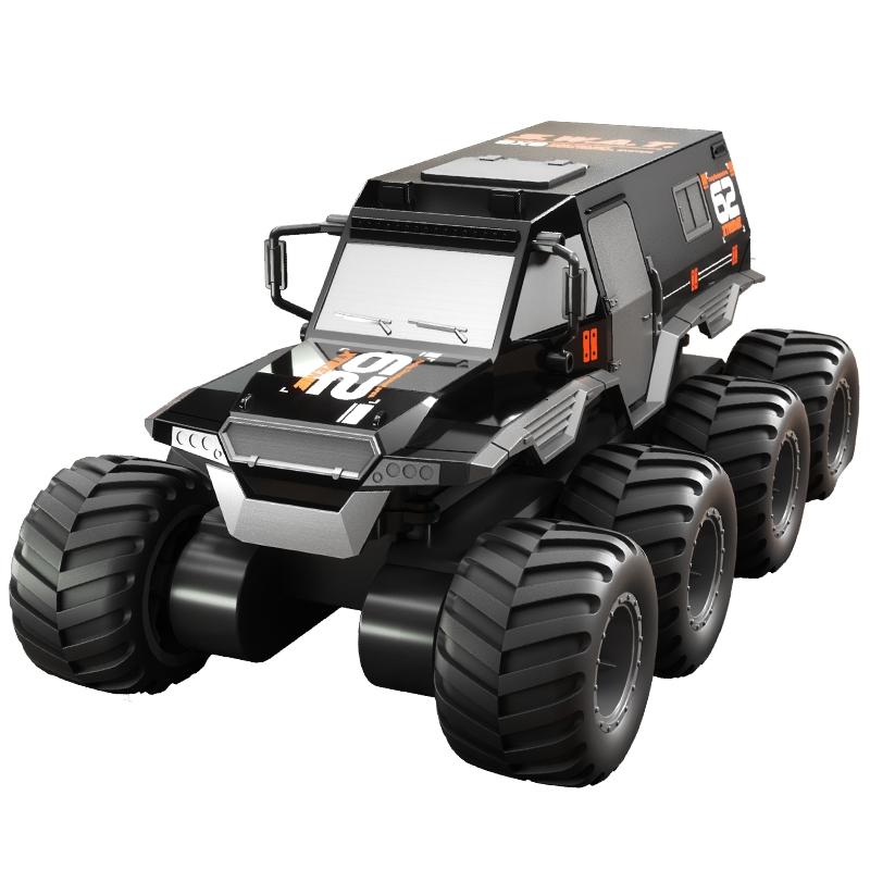Amphibious Rc Vehicle with Eight Wheels - Black