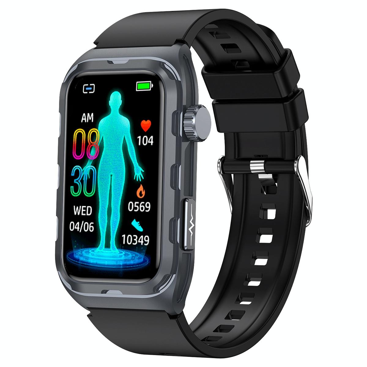 Waterproof Ecg Smart Watch For Health Monitoring - Ip68 - Black