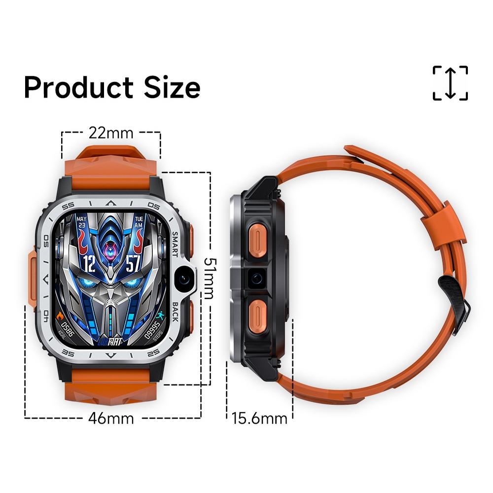 2.02 Inch Android 8.1 Full Network Wifi Card Bluetooth Smart Watch - Navy Blue