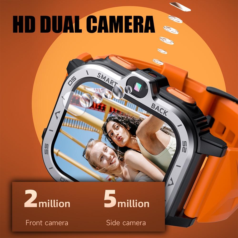 2.02 Inch Android 8.1 Full Network Wifi Card Bluetooth Smart Watch - Navy Blue