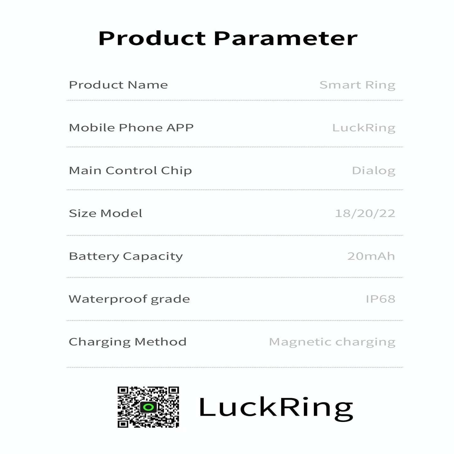 Smart Ring For Health Monitoring And Exercise - R12M Size 18 - Black