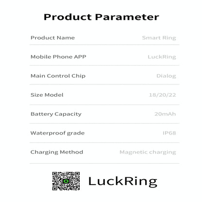 Smart Ring For Health Monitoring And Exercise - R12M Size 18 - Black