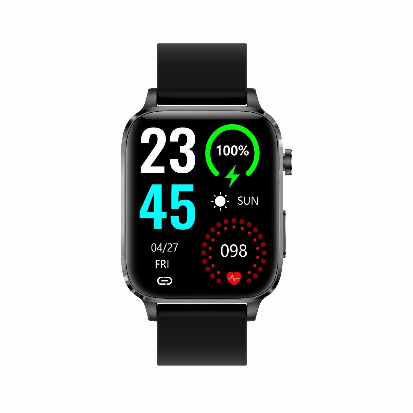 1.7 Inch Hd Square Screen Tpu Strap Smart Watch Supports Body Temperature Monitoring / Blood Oxygen Monitoring - Black