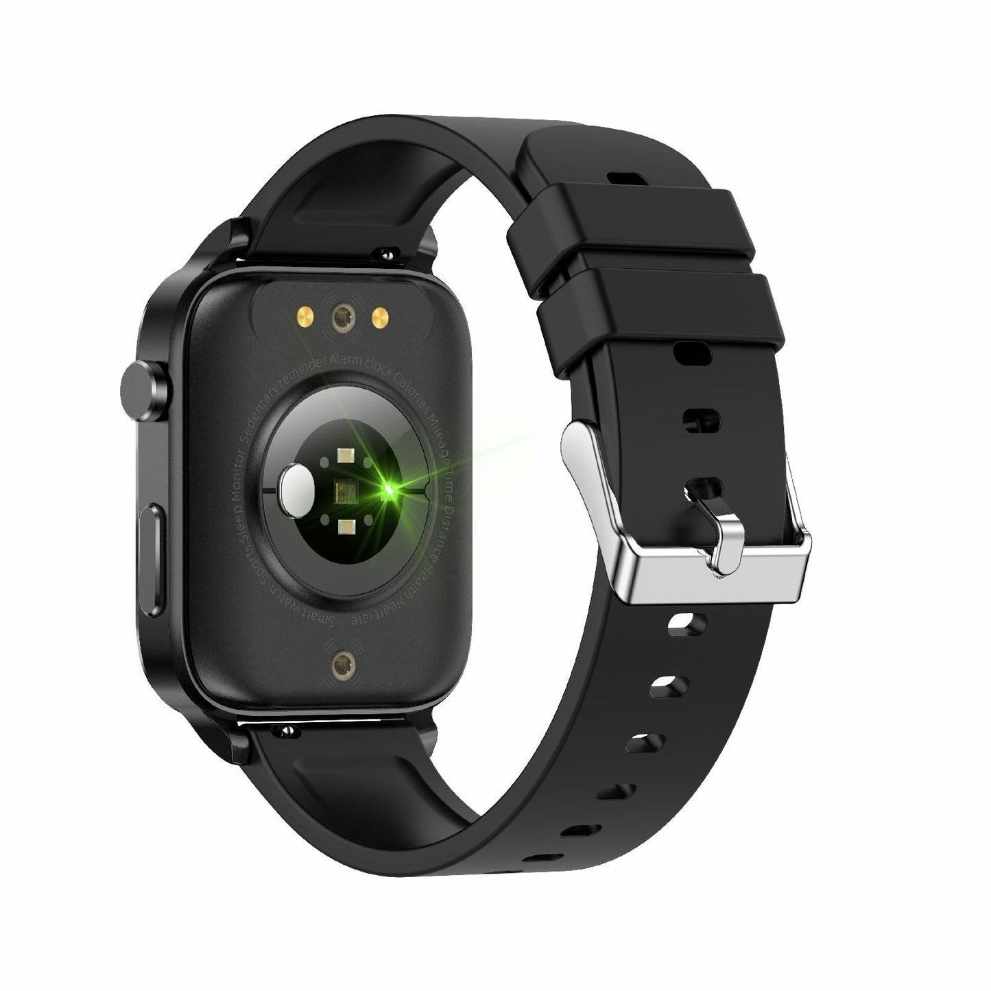 1.7 Inch Hd Square Screen Tpu Strap Smart Watch Supports Body Temperature Monitoring / Blood Oxygen Monitoring - Black