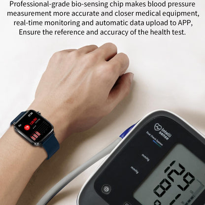 1.7 Inch Hd Square Screen Tpu Strap Smart Watch Supports Body Temperature Monitoring / Blood Oxygen Monitoring - Black