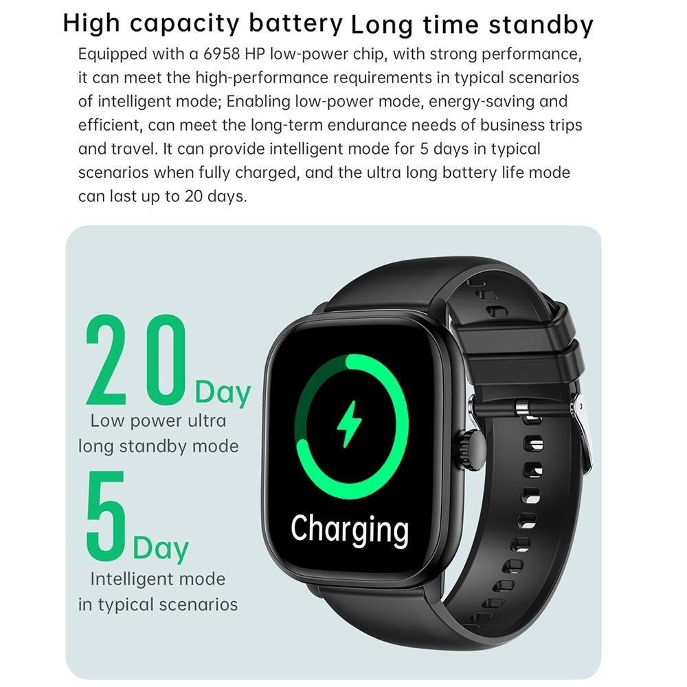 2.01 Inch Ips Hd Screen Smart Watch Supports Bluetooth Call / Health Monitoring Black