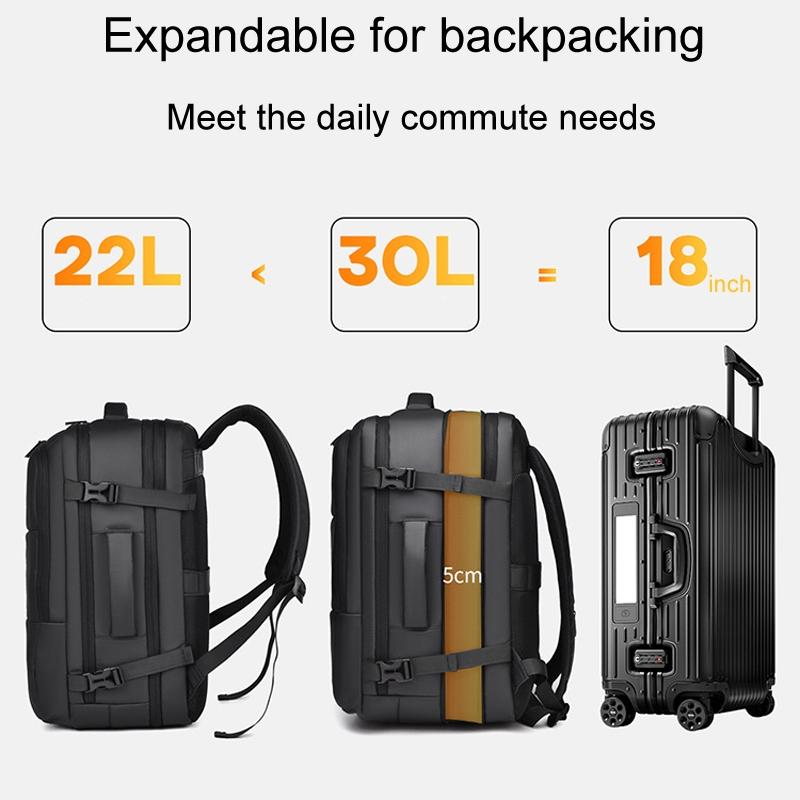 Large Capacity Expandable Business Backpack - Black