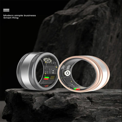 Smart Ring With Heart Rate Blood Oxygen Sleep & Sports Modes - R18 Size 8 - Black