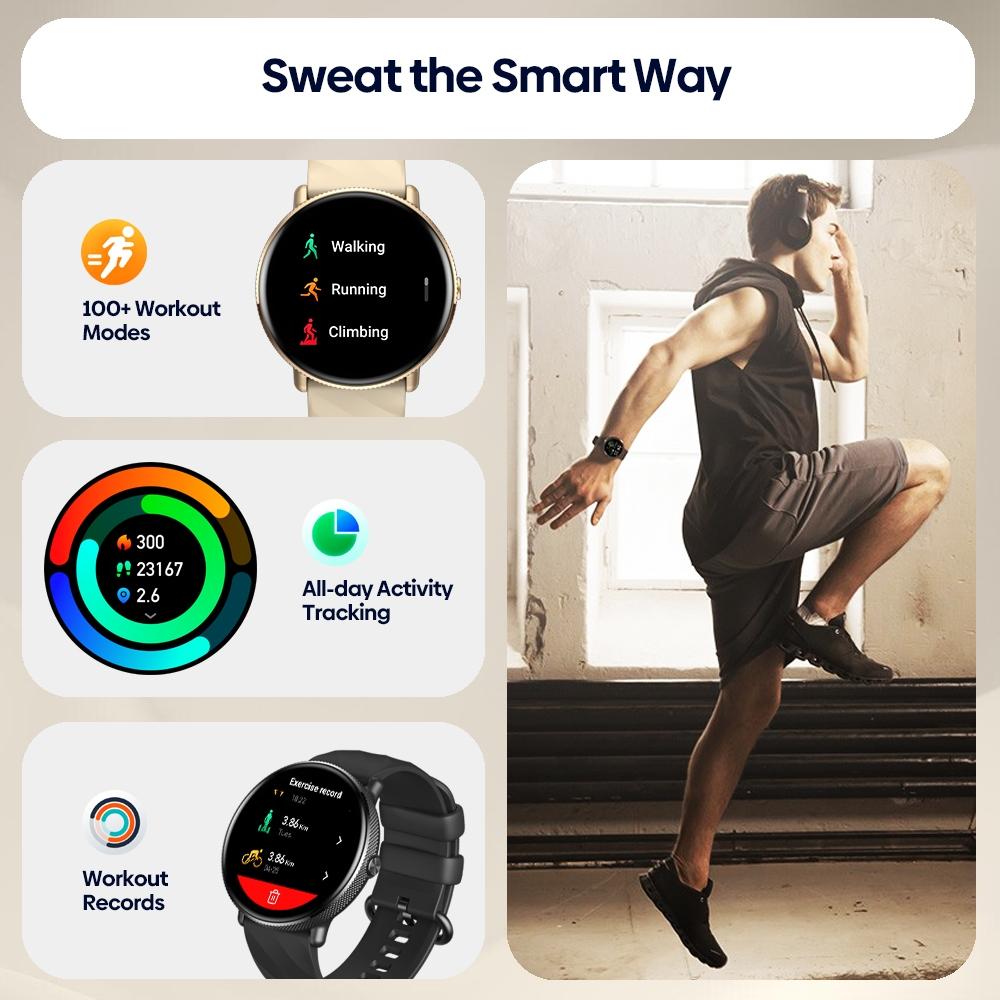 1.43 Inch Screen Voice Calling Smart Watch Support Heart Rate / Blood Pressure / Blood Oxygen - Black