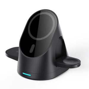 3 In 1 Magnetic Wireless Charging Bracket For Smartphone Iwatch Airpods - Black