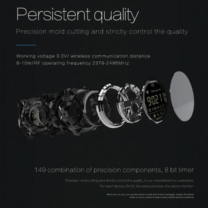 Lcd Screen 50M Waterproof Smart Watch Support Information Reminder / Remote Camera / Walking Motion Monitor Black