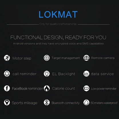 Lcd Screen 50M Waterproof Smart Watch Support Information Reminder / Remote Camera / Walking Motion Monitor Black