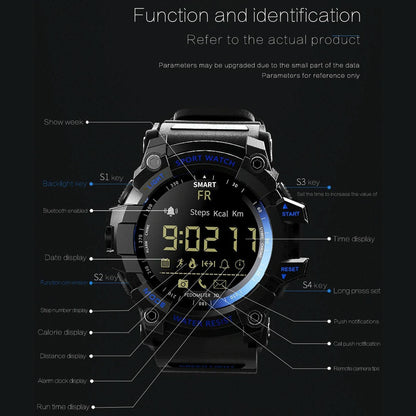 Lcd Screen 50M Waterproof Smart Watch Support Information Reminder / Remote Camera / Walking Motion Monitor Black