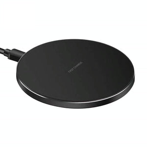 15W Round Wireless Charger Fast Charge - Black + Black Surface