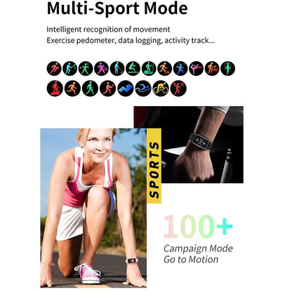 1.47 Inch Waterproof Smart Watch Heart Rate & Blood Pressure Support - Black