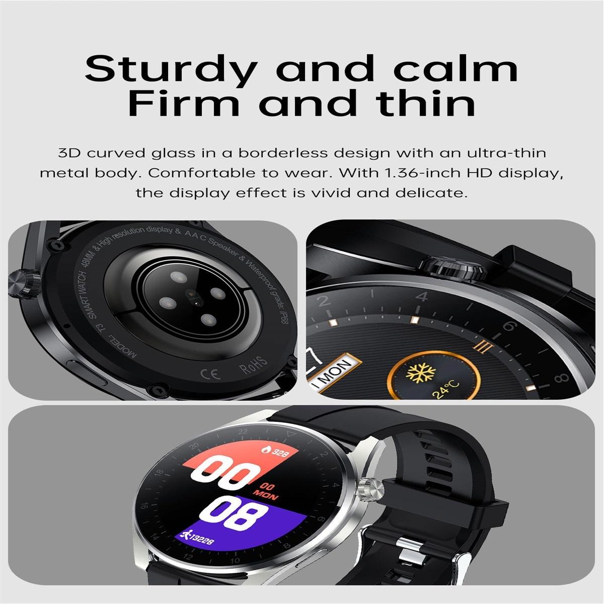 Waterproof Silicone Smartwatch With Colour Display - Black