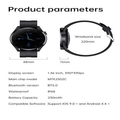 Waterproof Silicone Smartwatch With Colour Display - Black