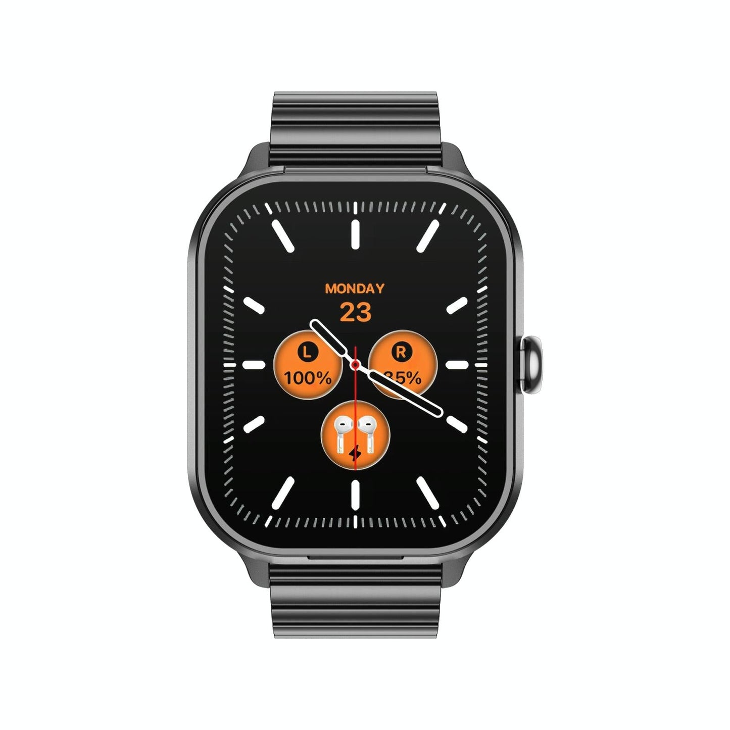 2.01 Inch 2 In 1 Bluetooth Earphone Smart Watch With Nfc & Steel Strap - Black