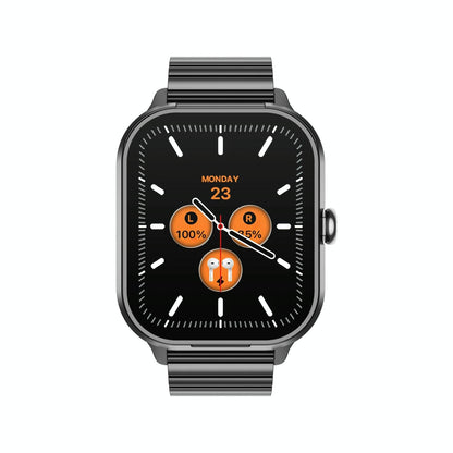 2.01 Inch 2 In 1 Bluetooth Earphone Smart Watch With Nfc & Steel Strap - Black