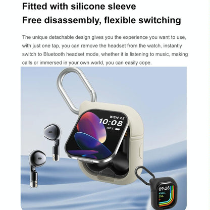 2.01 Inch 2 In 1 Bluetooth Earphone Smart Watch With Nfc & Steel Strap - Black