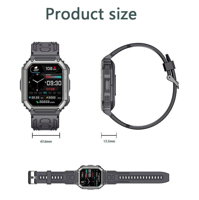 1.8 Inch Heart Rate Blood Pressure Monitoring Smart Calling Watch - Black