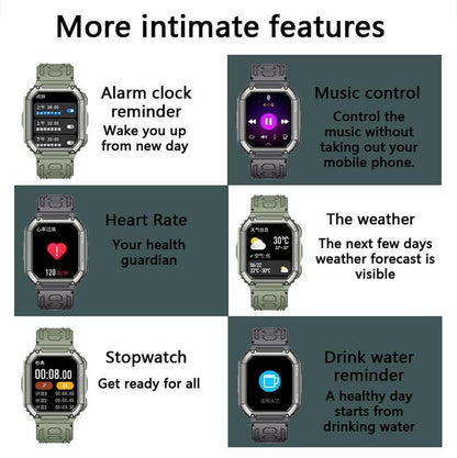 1.8 Inch Heart Rate Blood Pressure Monitoring Smart Calling Watch - Black